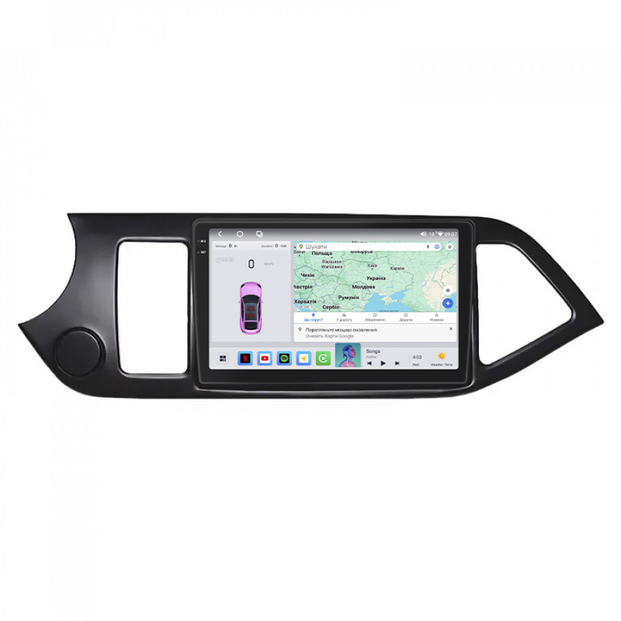 Штатная магнитола Lesko для Kia Picanto II Рестайлинг 2015-2017 экран 9" 4/64 QLED CarPlay 4G Wi-Fi GPS 360 Prime