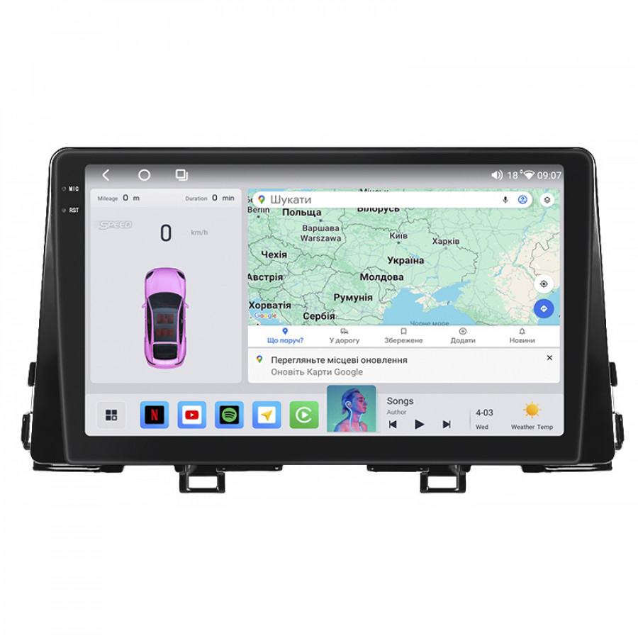 Штатная магнитола Lesko для Kia Picanto III 2017-2021 экран 9" 4/64 QLED CarPlay 4G Wi-Fi GPS 360 Prime