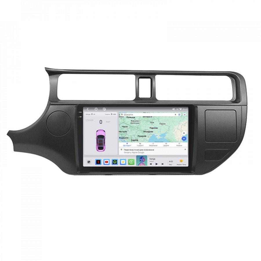 Штатная магнитола Lesko для Kia Rio III 2011-2015 экран 9" 4/64 QLED CarPlay 4G Wi-Fi GPS 360 Prime