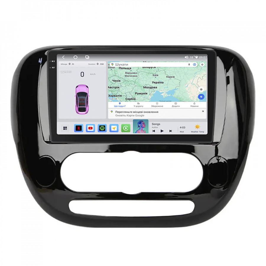 Штатная магнитола Lesko для Kia Soul II Рестайлинг 2016-2019 экран 9" 4/64 QLED CarPlay 4G Wi-Fi GPS 360 Prime