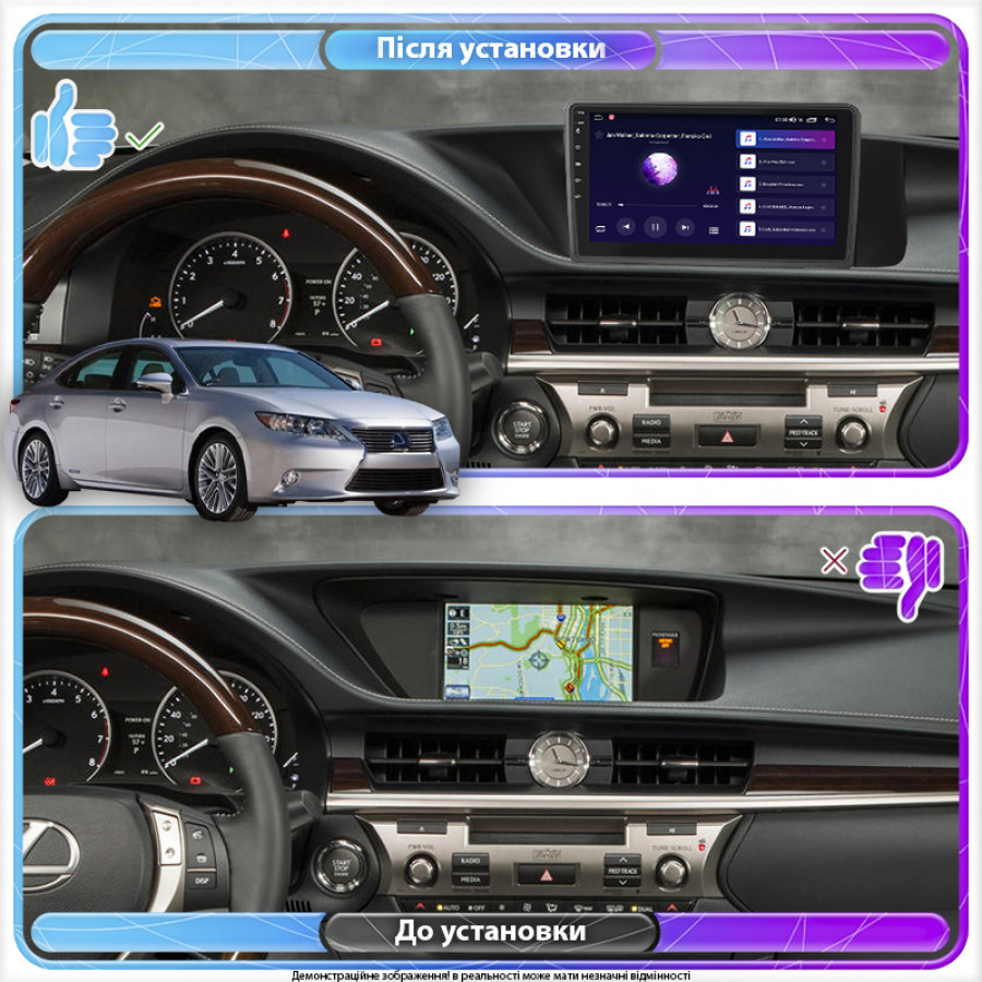 Штатная магнитола Lesko для Lexus ES VI 2012-2015 экран 9" 4/64Gb CarPlay 4G Wi-Fi GPS Prime