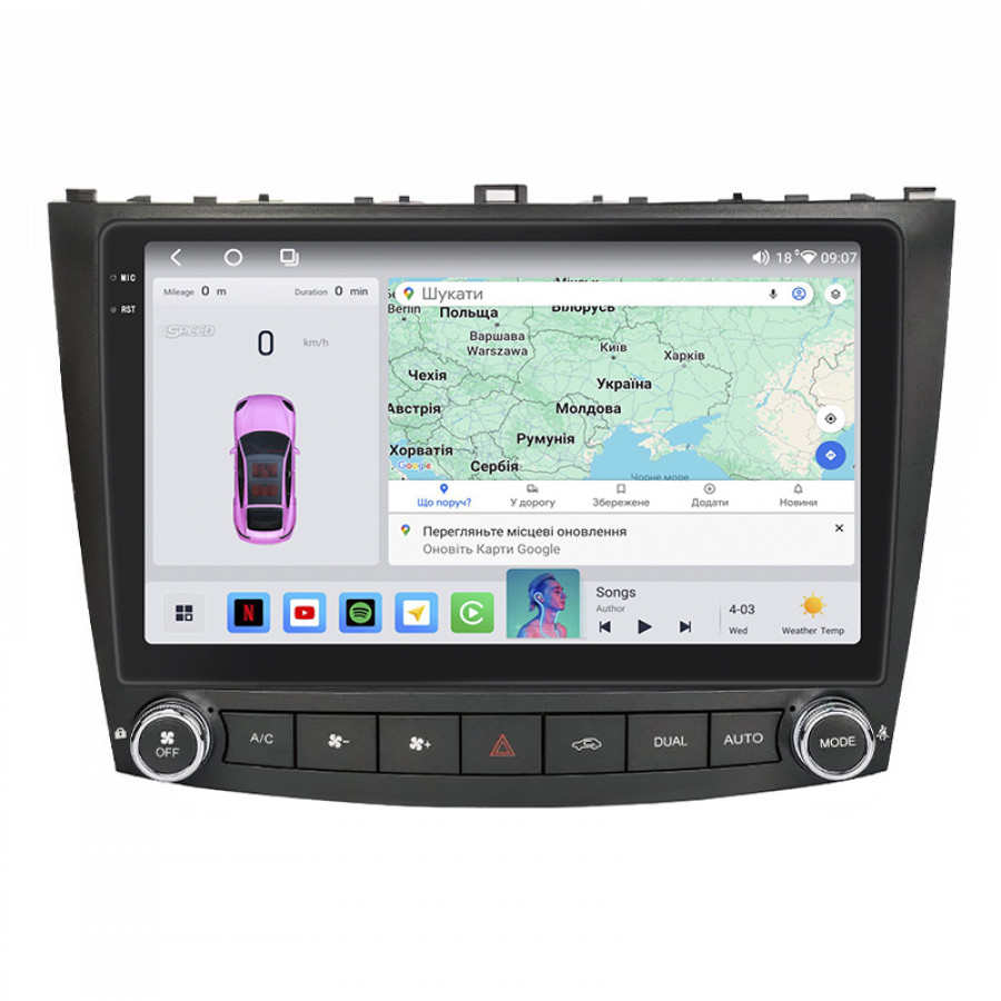 Штатная магнитола Lesko для Lexus IS II Рестайлинг 2008-2010 экран 10" 4/64 QLED CarPlay 4G Wi-Fi GPS 360 Prime