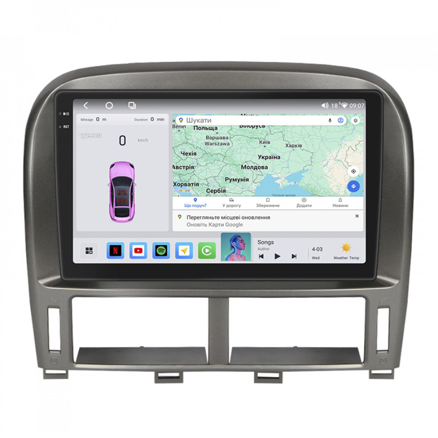 Штатная магнитола Lesko для Lexus LS III ver 2 2000-2003 экран 9" 4/64 QLED CarPlay 4G Wi-Fi GPS 360 Prime