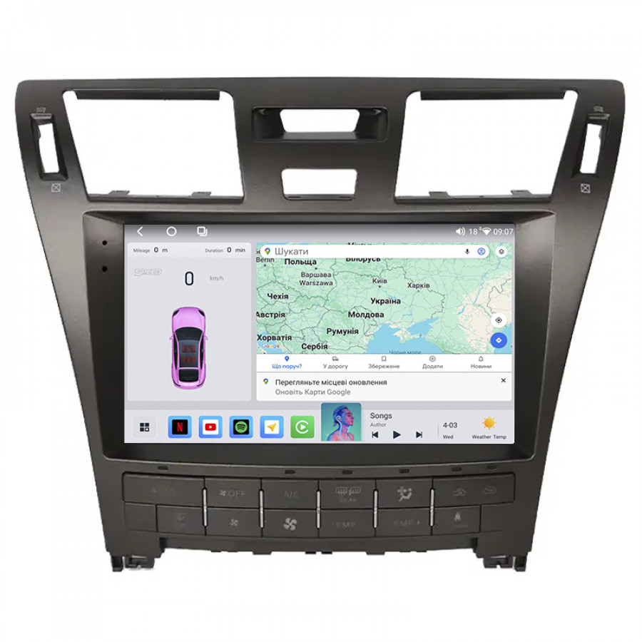 Штатная магнитола Lesko для Lexus LS IV Рестайлинг 2009-2012 экран 10" 4/64 QLED CarPlay 4G Wi-Fi GPS 360 Prime