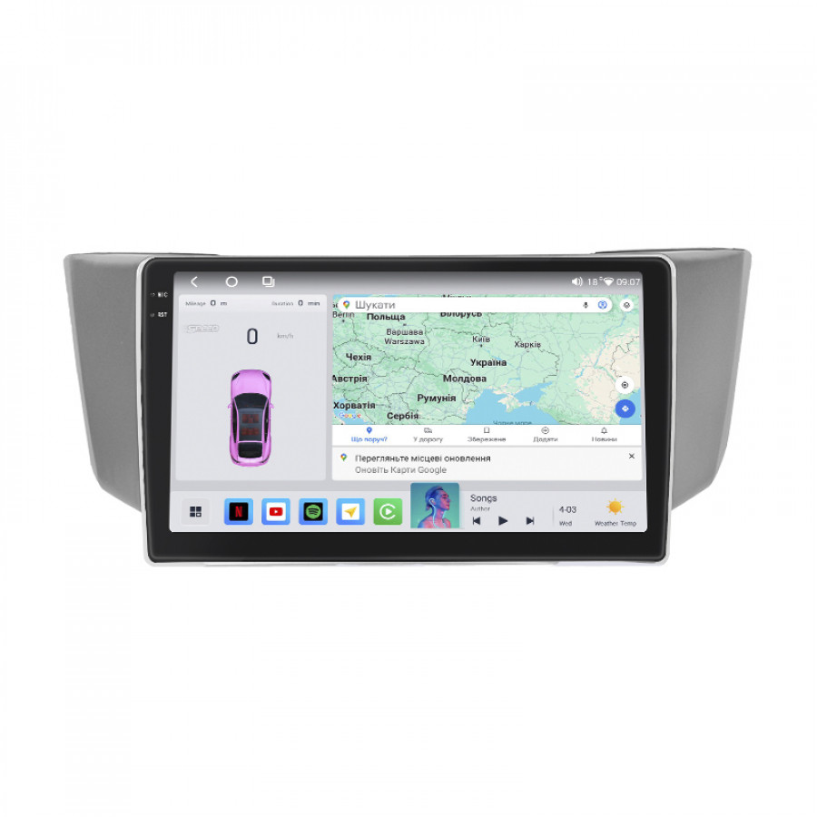 Штатная магнитола Lesko для Lexus RX II Рестайлинг 2006-2009 экран 9" 4/64 QLED CarPlay 4G Wi-Fi GPS 360 Prime