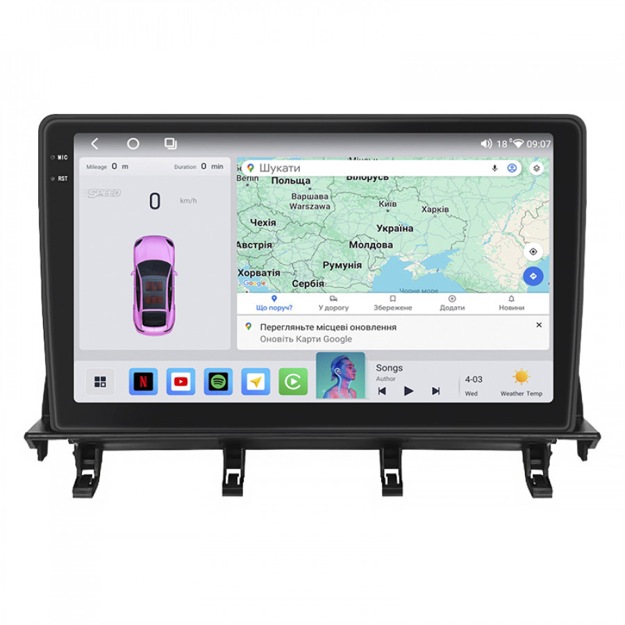 Штатная магнитола Lesko для Mazda 2 I (DY) 2003-2005 экран 10" 4/64 QLED CarPlay 4G Wi-Fi GPS 360 Prime