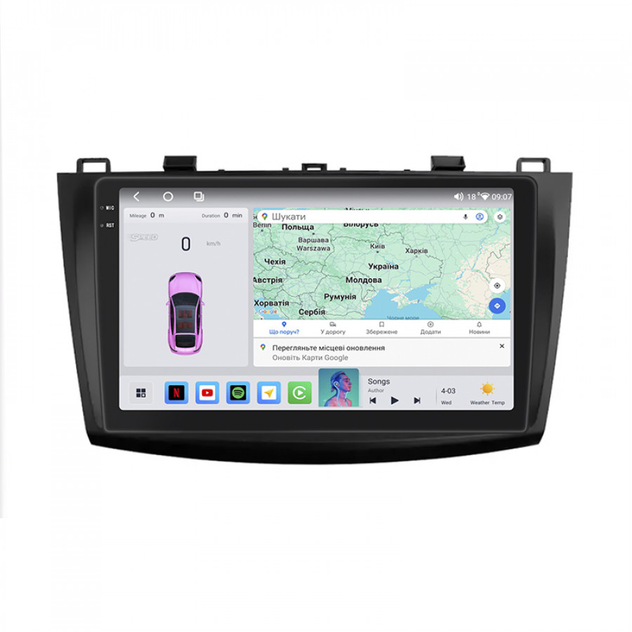 Штатная магнитола Lesko для Mazda 3 II (BL) 2008-2011 экран 9" 4/64 QLED CarPlay 4G Wi-Fi GPS 360 Prime