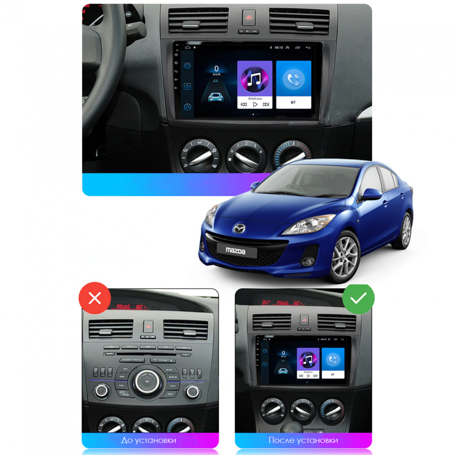 Штатная магнитола Lesko для Mazda 3 II (BL) Рестайлинг 2011-2013 экран 9" 2/32Gb 4G Wi-Fi GPS Top