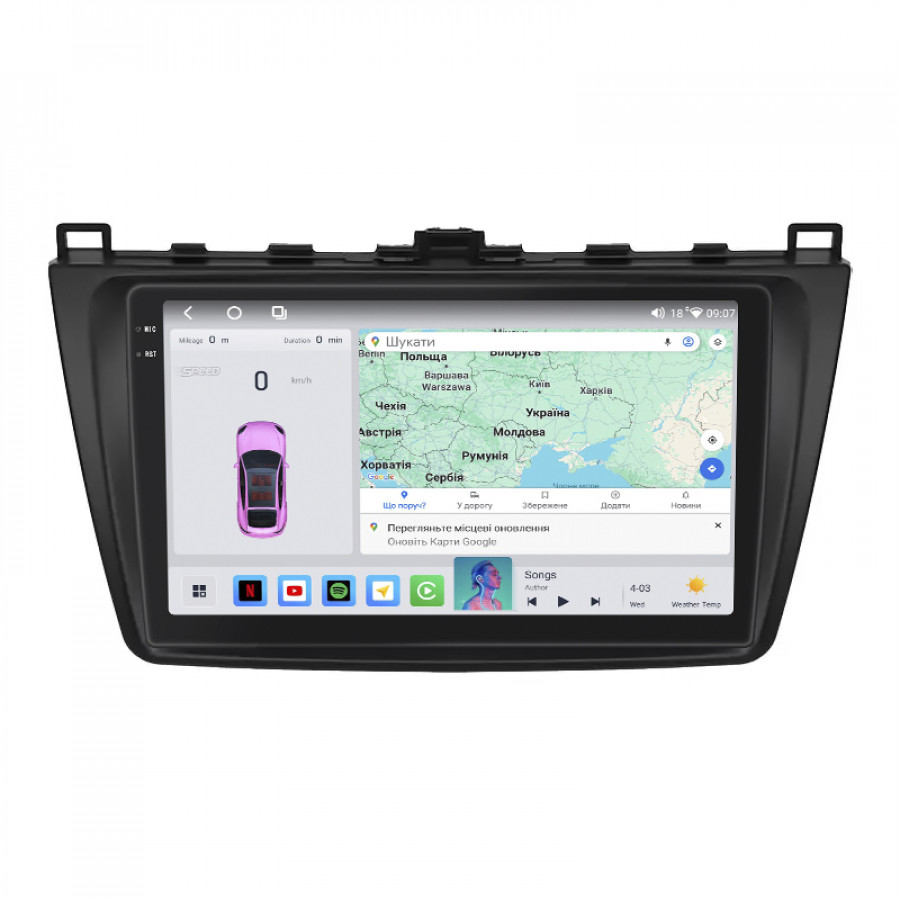 Штатная магнитола Lesko для Mazda 6 II (GH) 2007-2009 экран 9" 4/64 QLED CarPlay 4G Wi-Fi GPS 360 Prime