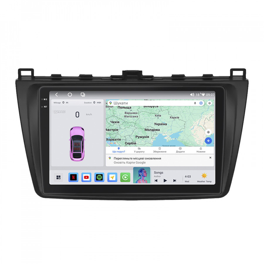 Штатная магнитола Lesko для Mazda 6 II (GH) Рестайлинг 2009-2013 экран 9" 4/64 QLED CarPlay 4G Wi-Fi GPS 360 Prime