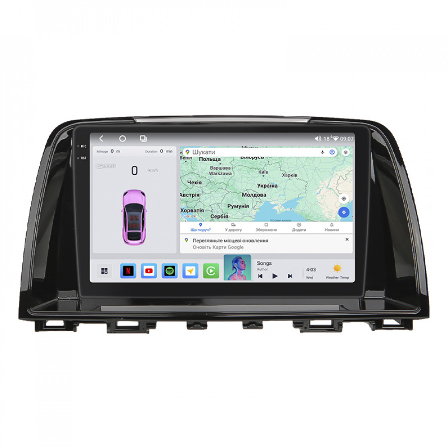 Штатная магнитола Lesko для Mazda 6 III (GJ) 2012-2015 экран 9" 4/64 QLED CarPlay 4G Wi-Fi GPS 360 Prime