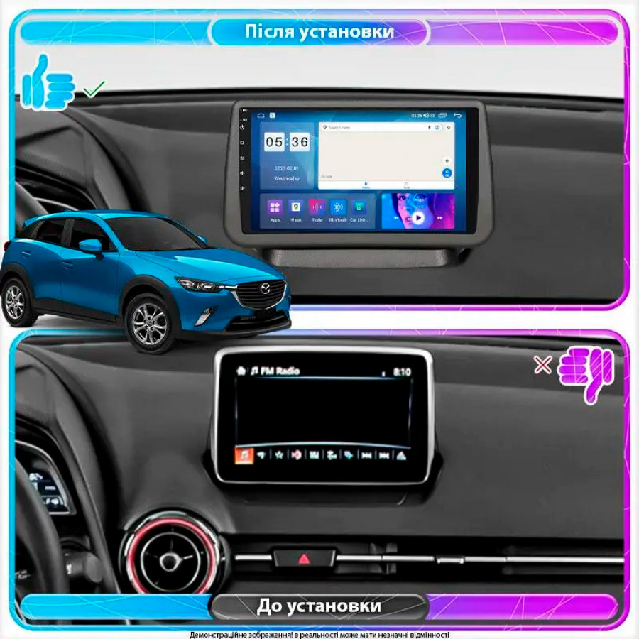 Штатная магнитола Lesko для Mazda CX-3 I Рестайлинг 2018-н.в. экран 9" 2/32Gb CarPlay 4G Wi-Fi GPS Prime