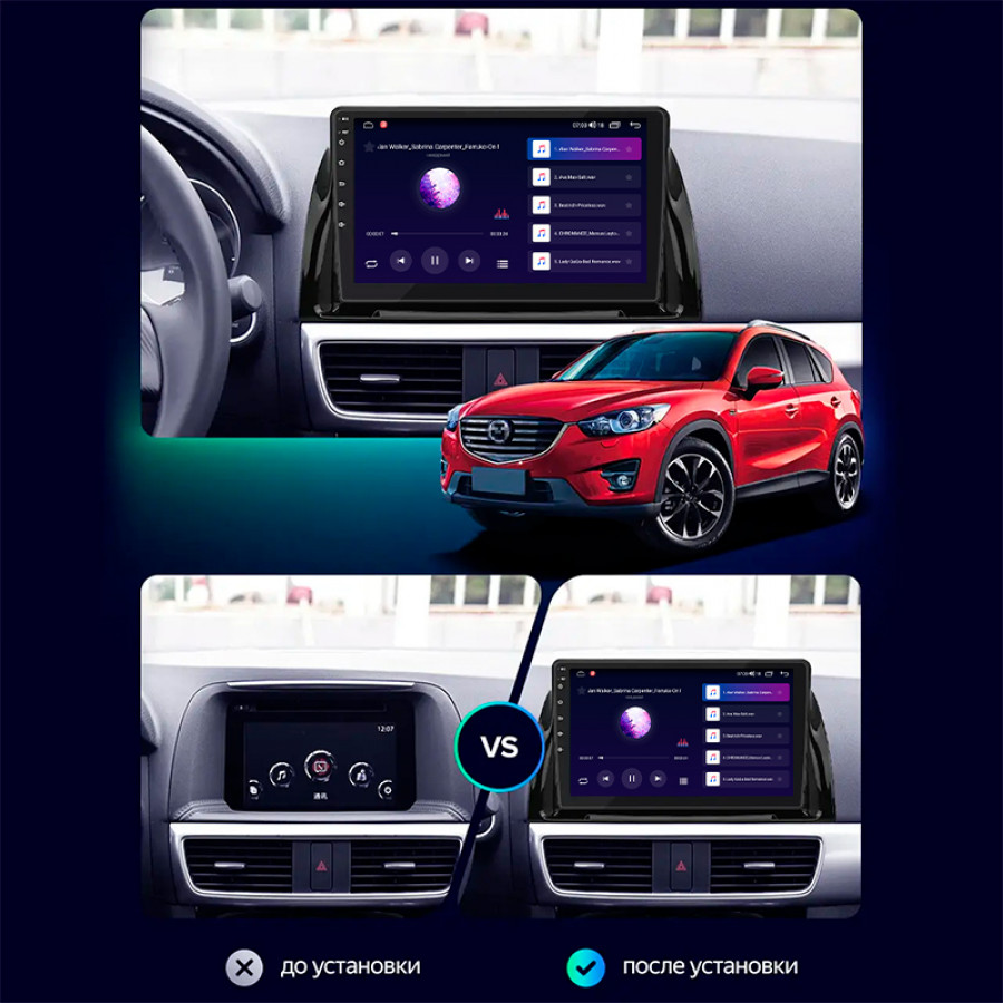 Штатная магнитола Lesko для Mazda CX-5 I Рестайлинг 2015-2017 экран 10" 2/32Gb CarPlay 4G Wi-Fi GPS Prime