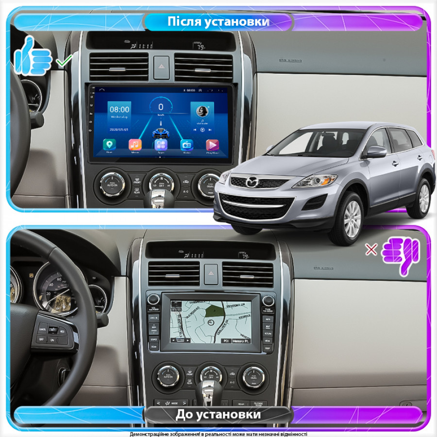 Штатная магнитола Lesko для Mazda CX-9 I Рестайлинг 2012-2016 экран 10" 2/32Gb 4G Wi-Fi GPS Top