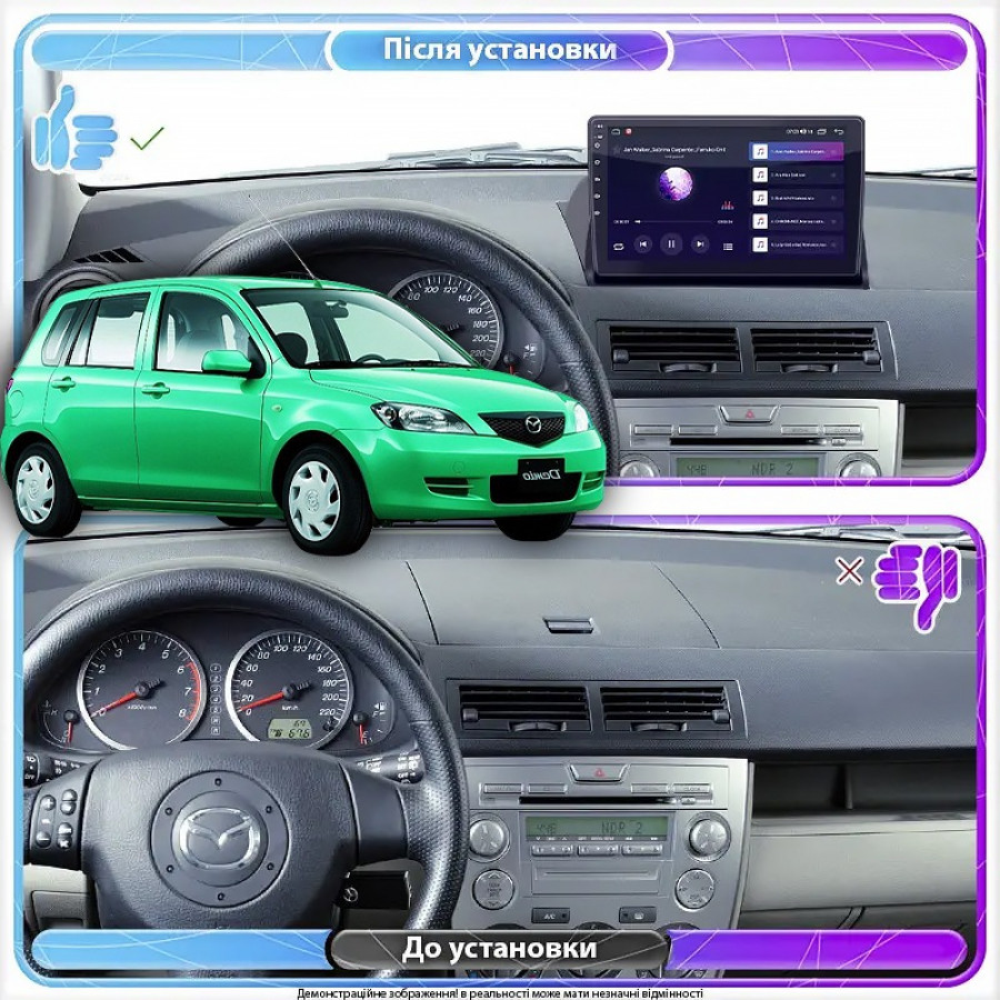 Штатная магнитола Lesko для Mazda Demio II (DY) 2002-2007 экран 10" 6/128Gb 4G Wi-Fi GPS Top