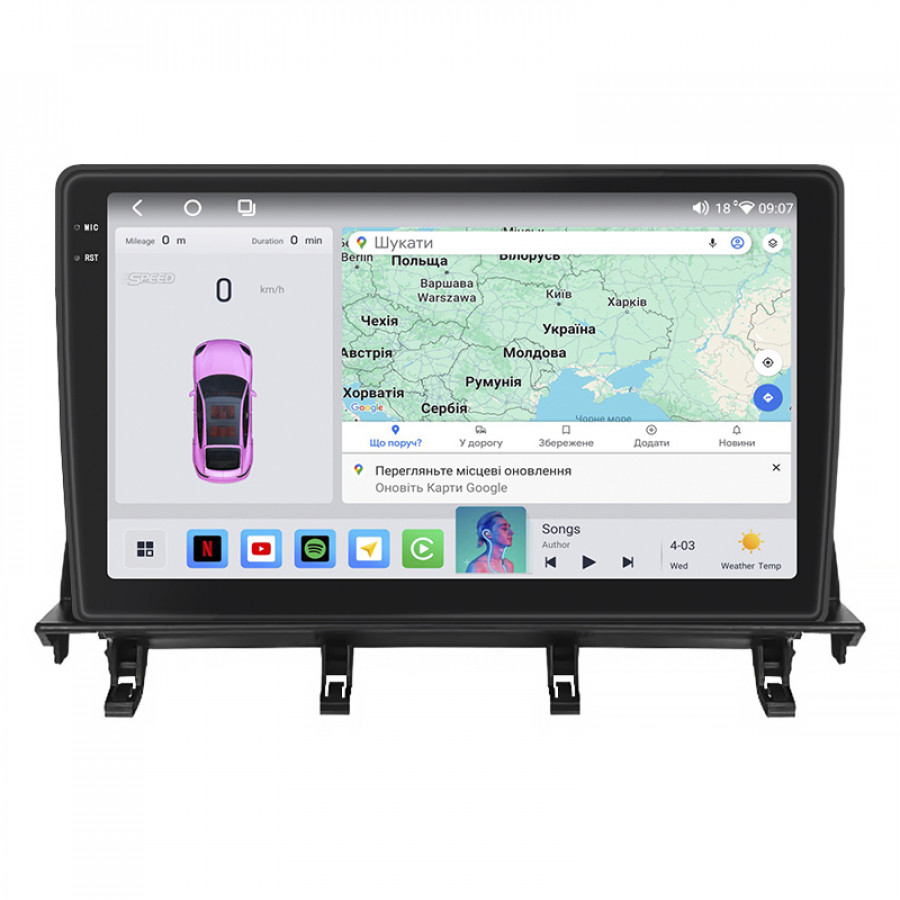 Штатная магнитола Lesko для Mazda Demio II (DY) Рестайлинг 2005-2007 экран 10" 4/64 QLED CarPlay 4G Wi-Fi GPS 360 Prime