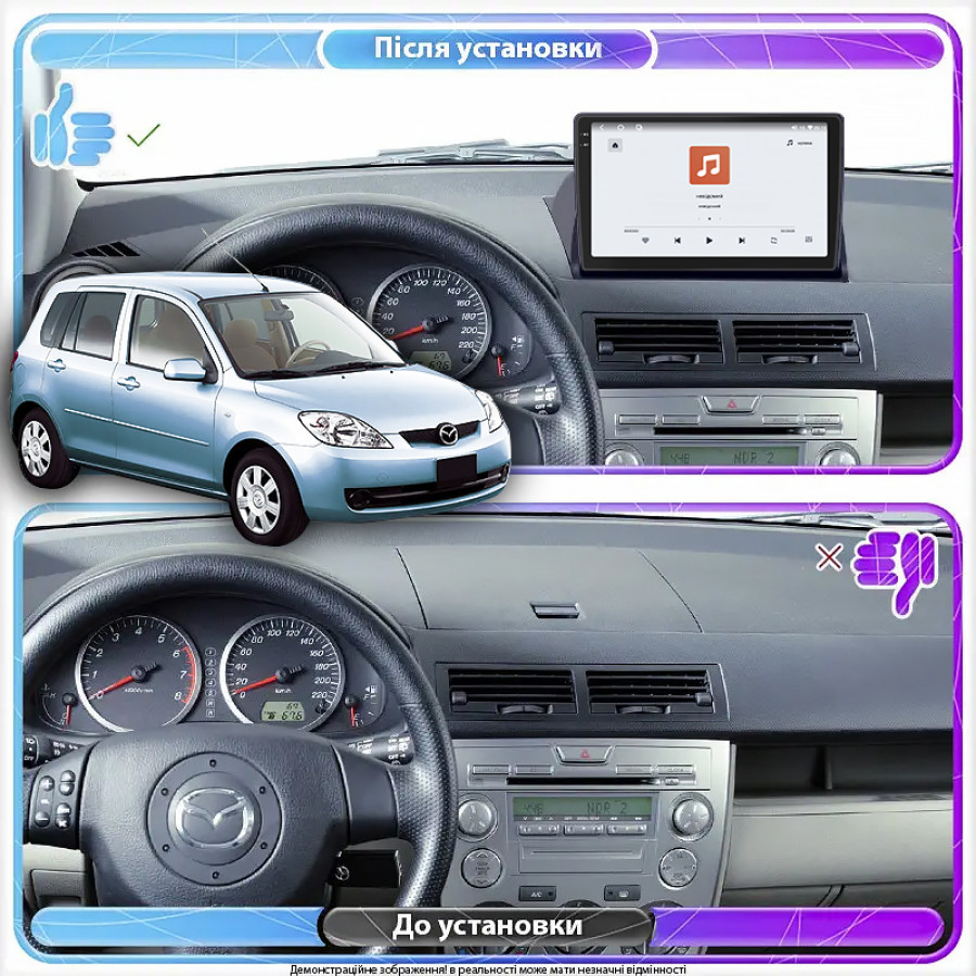 Штатная магнитола Lesko для Mazda Demio II (DY) Рестайлинг 2005-2007 экран 10" 4/64 QLED CarPlay 4G Wi-Fi GPS 360 Prime