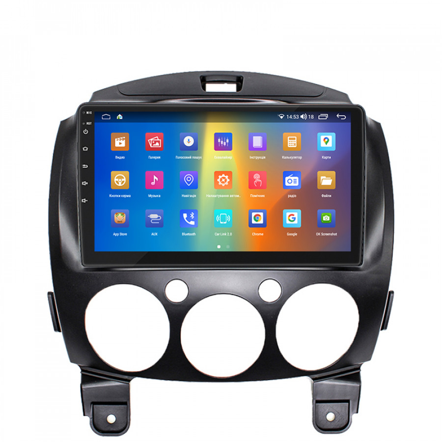 Штатная магнитола Lesko для Mazda Demio III (DE) 2007-2014 экран 9" 2/32Gb CarPlay 4G Wi-Fi GPS Prime