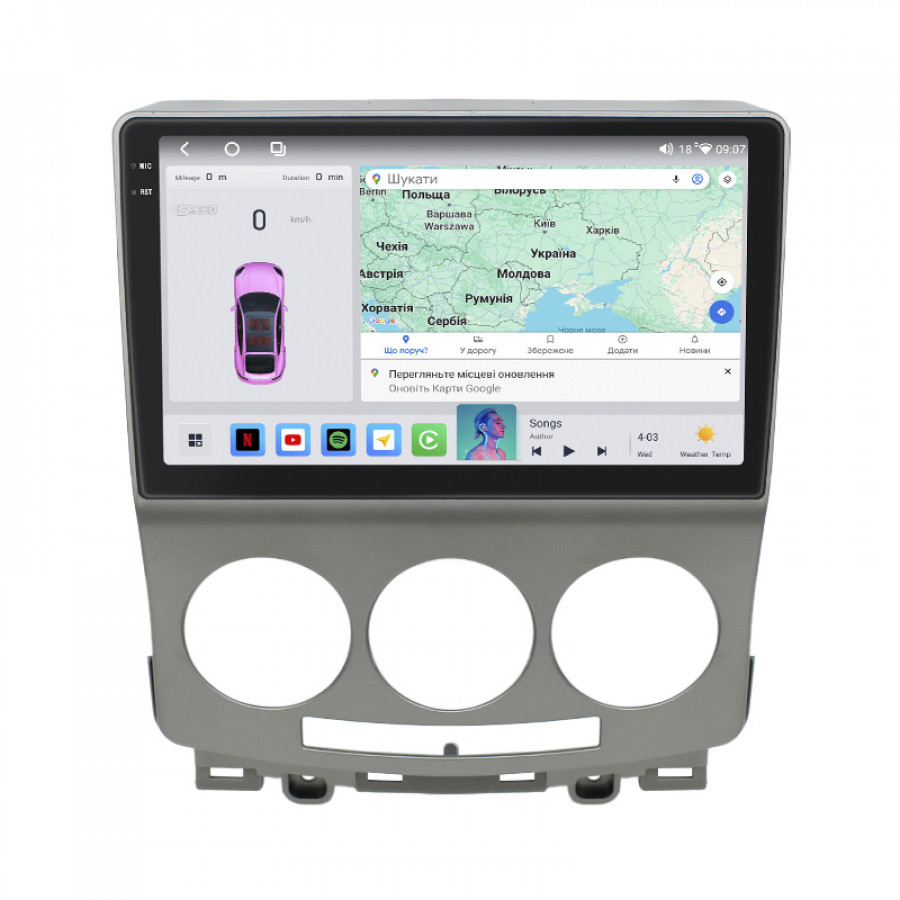 Штатная магнитола Lesko для Mazda Premacy II (CR) 2005-2007 экран 9" 4/64 QLED CarPlay 4G Wi-Fi GPS 360 Prime