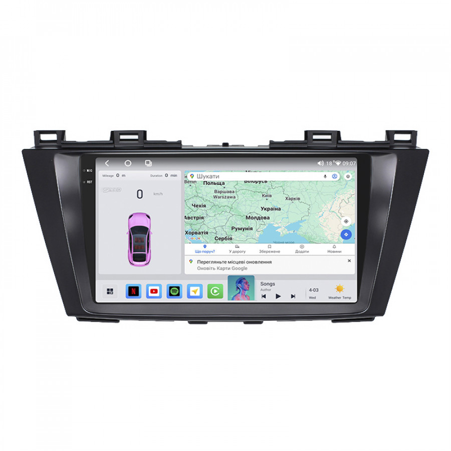 Штатная магнитола Lesko для Mazda Premacy III (CW) 2010-2017 экран 9" 4/64 QLED CarPlay 4G Wi-Fi GPS 360 Prime