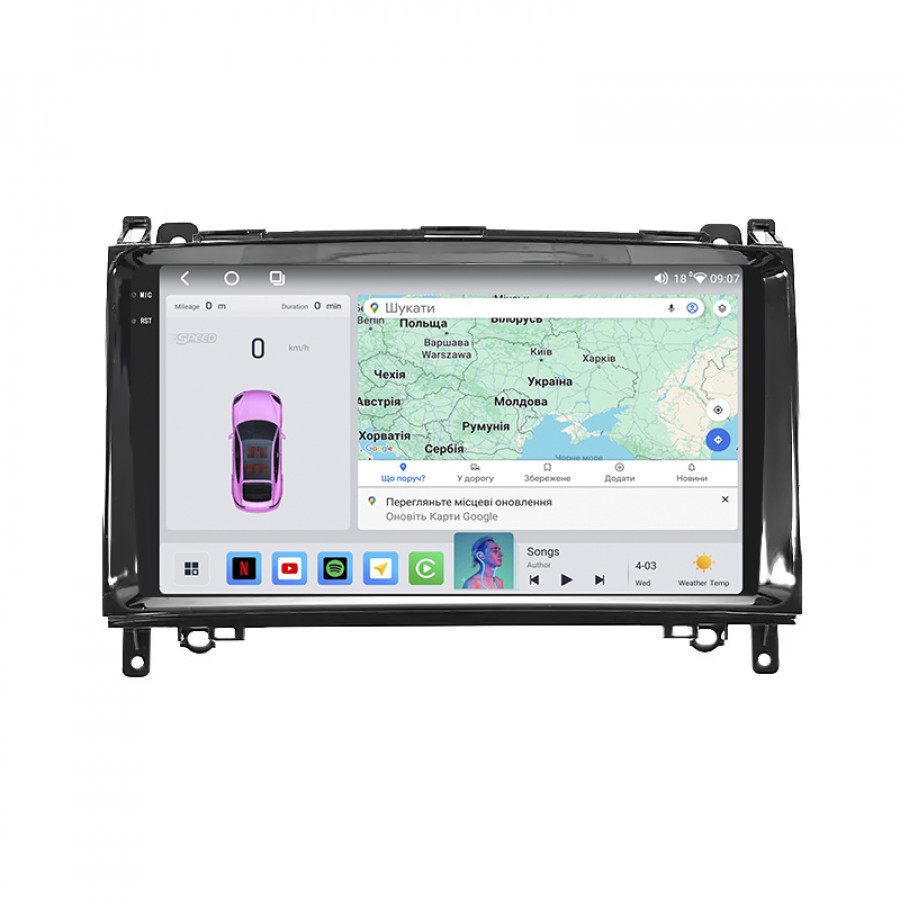 Штатная магнитола Lesko для Mercedes-Benz A-Класс II (W169) 2004-2008 экран 9" 4/64 QLED CarPlay 4G Wi-Fi GPS 360 Prime