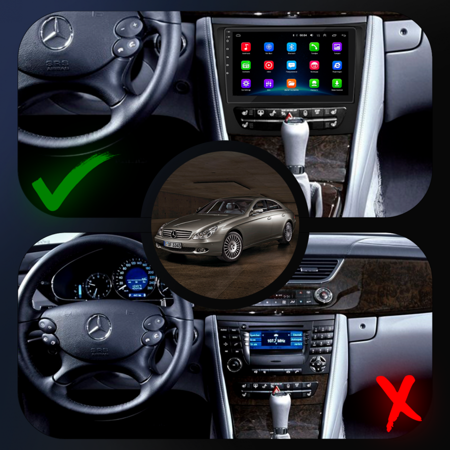 Штатная магнитола Lesko для Mercedes-Benz CLS I (C219) 2004-2008 экран 9" 2/32Gb Wi-Fi GPS Base