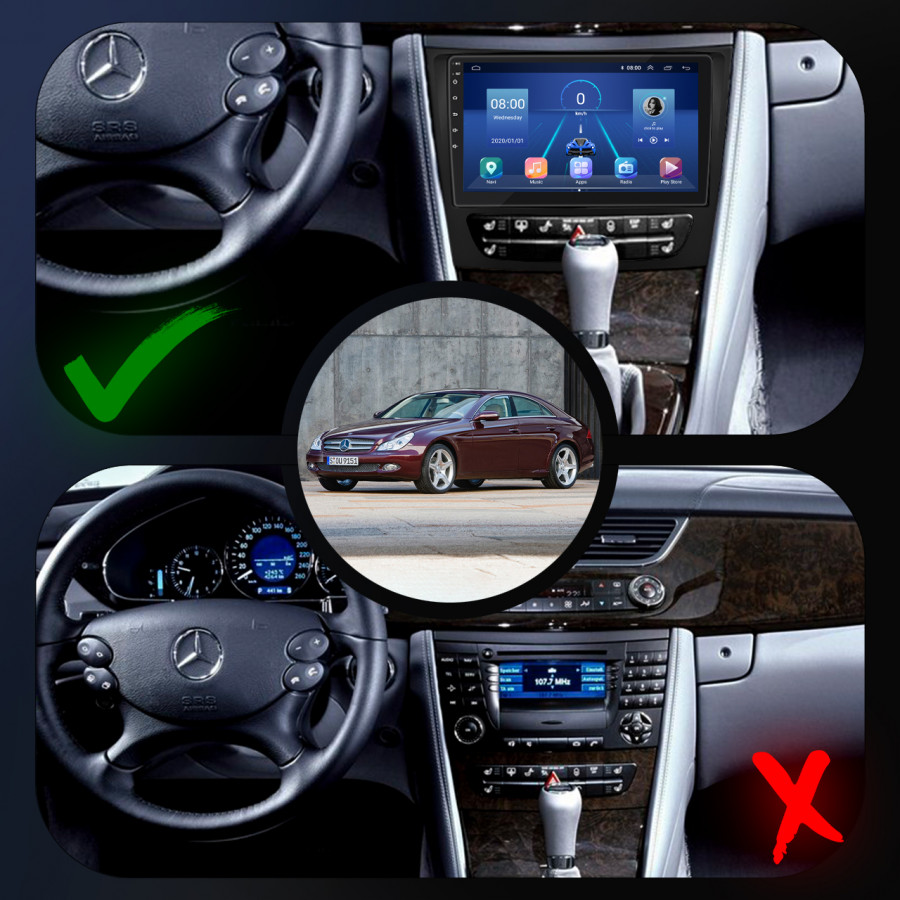 Штатная магнитола Lesko для Mercedes-Benz CLS I (C219) Рестайлинг 2008-2010 экран 9" 6/128Gb 4G Wi-Fi GPS Top
