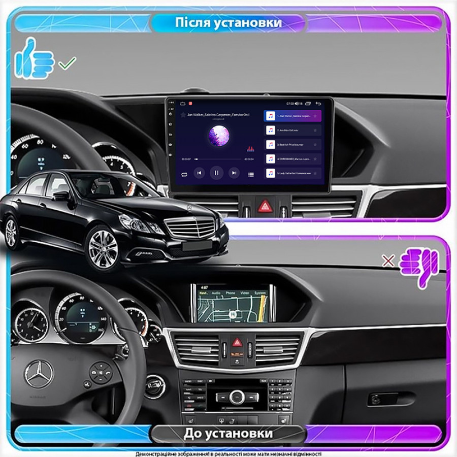 Штатная магнитола Lesko для Mercedes-Benz E-Класс AMG IV (W212, S212) 2009-2013 экран 10" 2/32Gb 4G Wi-Fi GPS Top