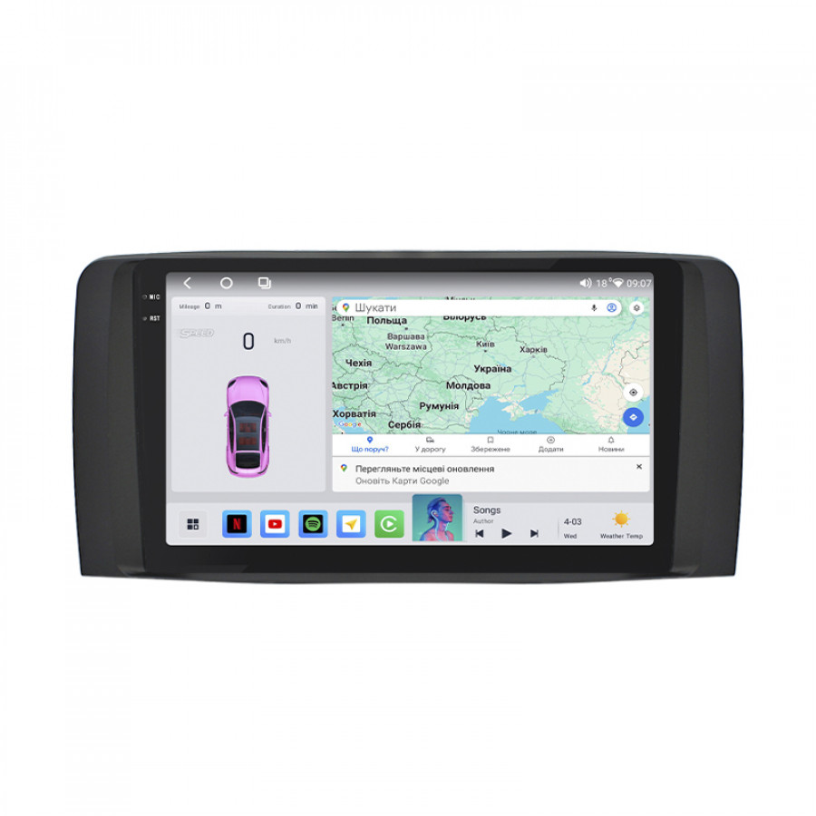 Штатная магнитола Lesko для Mercedes-Benz R-Класс I 2005-2007 экран 9" 4/64 QLED CarPlay 4G Wi-Fi GPS 360 Prime