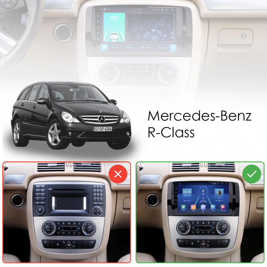 Штатная магнитола Lesko для Mercedes-Benz R-Класс I Рестайлинг 2 2010-2017 экран 9" 2/32Gb CarPlay 4G Wi-Fi GPS Prime