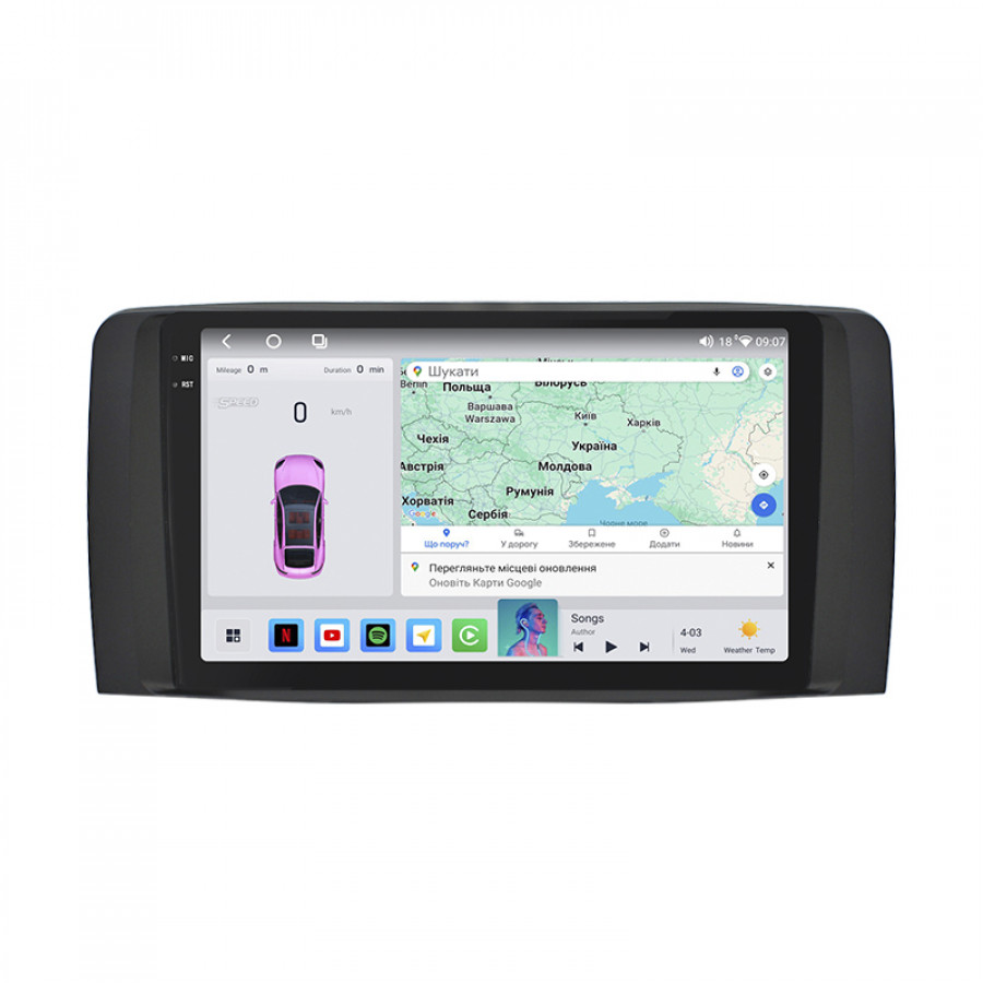 Штатная магнитола Lesko для Mercedes-Benz R-Класс I Рестайлинг 2 2010-2017 экран 9" 4/64 QLED CarPlay 4G Wi-Fi GPS 360 Prime