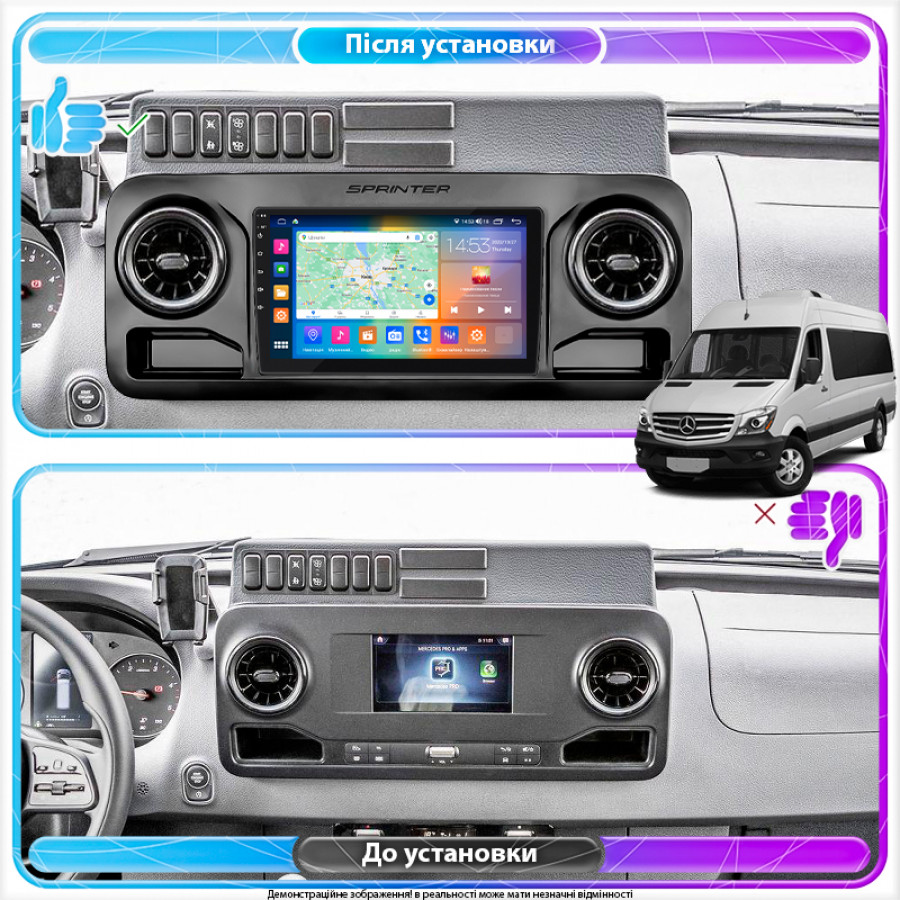 Магнитола 10" Lesko для Mercedes-Benz Sprinter III (W907/910) 2018-н.в. 2/32Gb CarPlay GPS Prime