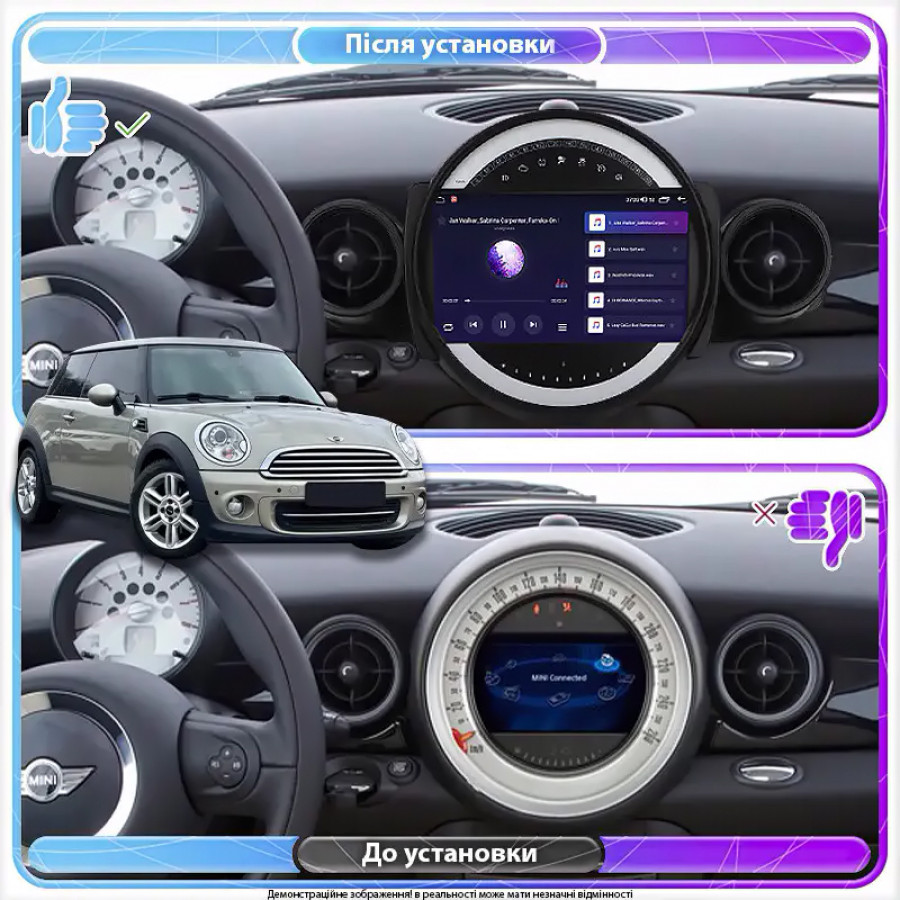 Штатная магнитола Lesko для MINI Hatch II (R56) 2006-2010 экран 9" 4/64 QLED CarPlay 4G Wi-Fi GPS 360 Prime