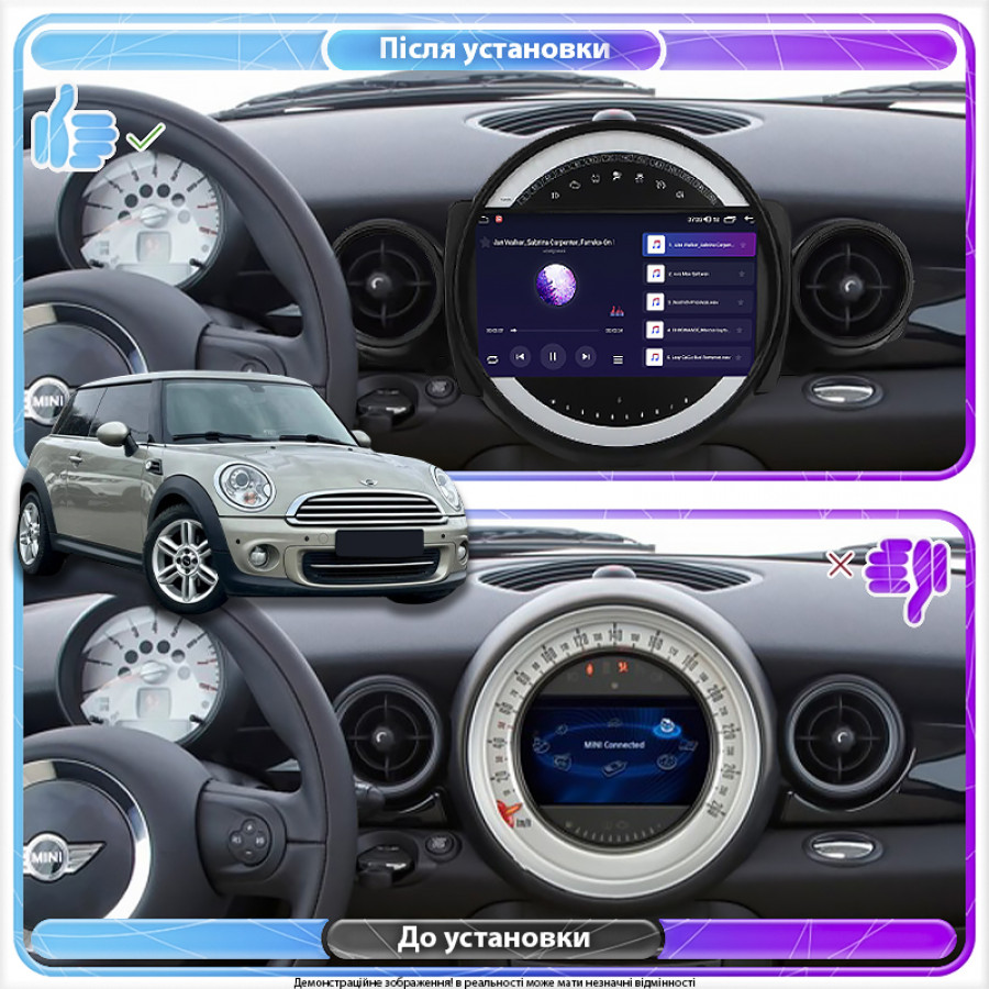 Штатная магнитола Lesko для MINI Hatch II (R56) 2006-2010 экран 9" 6/128Gb 4G Wi-Fi GPS Top