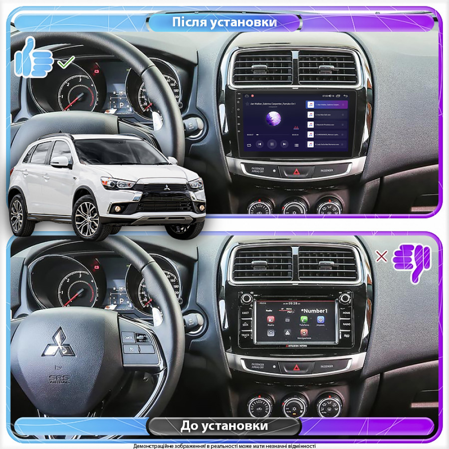 Штатная магнитола Lesko для Mitsubishi ASX I Рестайлинг 2 2016-2020 экран 9" 2/32Gb 4G Wi-Fi GPS Top