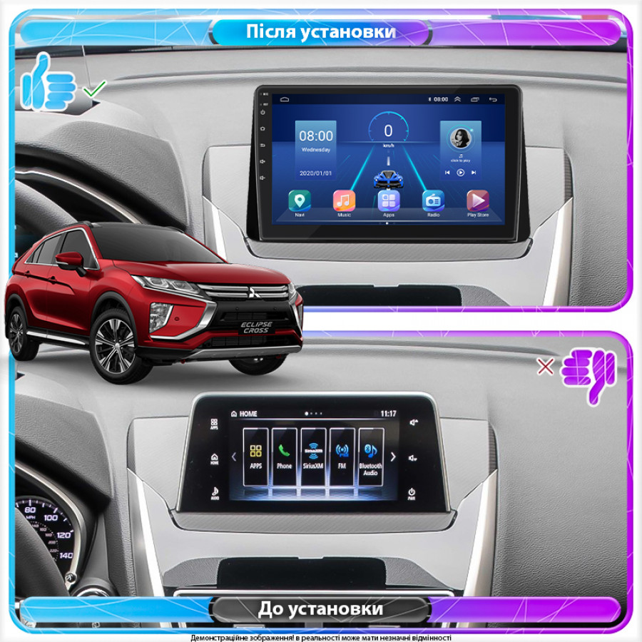 Штатная магнитола Lesko для Mitsubishi Eclipse Cross I 2017-2020 экран 10" 2/32Gb 4G Wi-Fi GPS Top