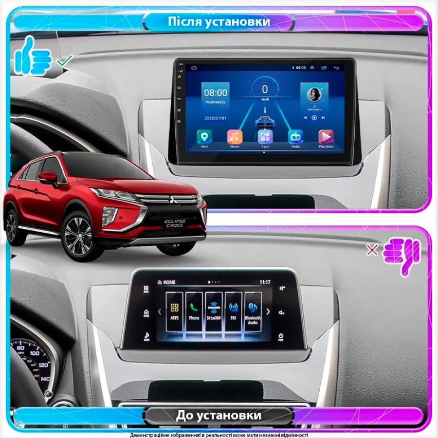 Штатная магнитола Lesko для Mitsubishi Eclipse Cross I 2017-2020 экран 10" 6/128Gb 4G Wi-Fi GPS Top