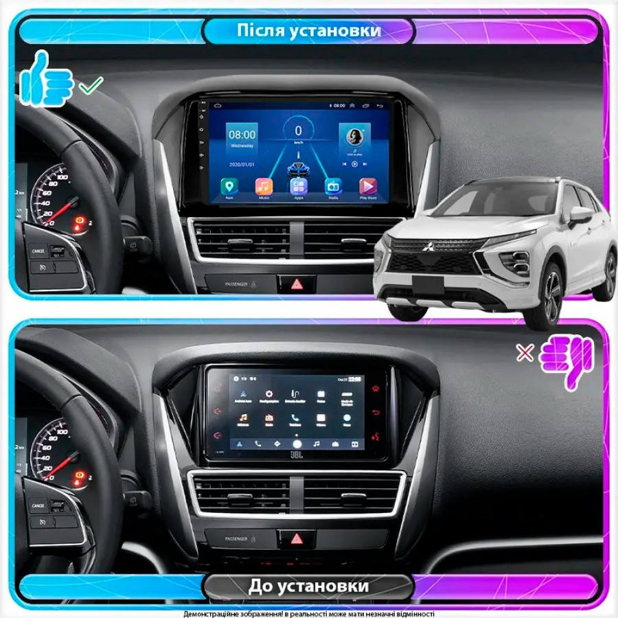 Штатная магнитола Lesko для Mitsubishi Eclipse Cross I Рестайлинг 2020-н.в. экран 9" 6/128Gb 4G Wi-Fi GPS Top