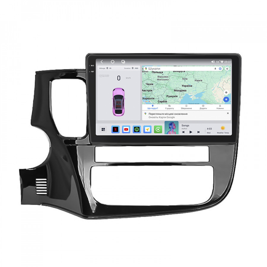 Штатная магнитола Lesko для Mitsubishi Outlander III Рестайлинг 2014-2015 экран 10" 4/64 QLED CarPlay 4G Wi-Fi GPS 360 Prime