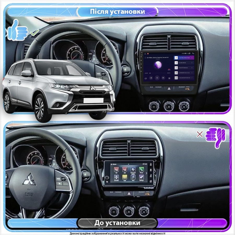 Штатная магнитола Lesko для Mitsubishi Outlander Sport I Рестайлинг 3 2020-н.в. экран 10" 6/128Gb 4G Wi-Fi GPS Top
