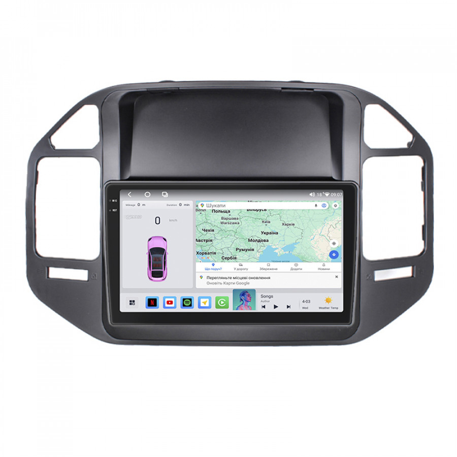 Штатная магнитола Lesko для Mitsubishi Pajero III 1999-2002 экран 9" 4/64 QLED CarPlay 4G Wi-Fi GPS 360 Prime