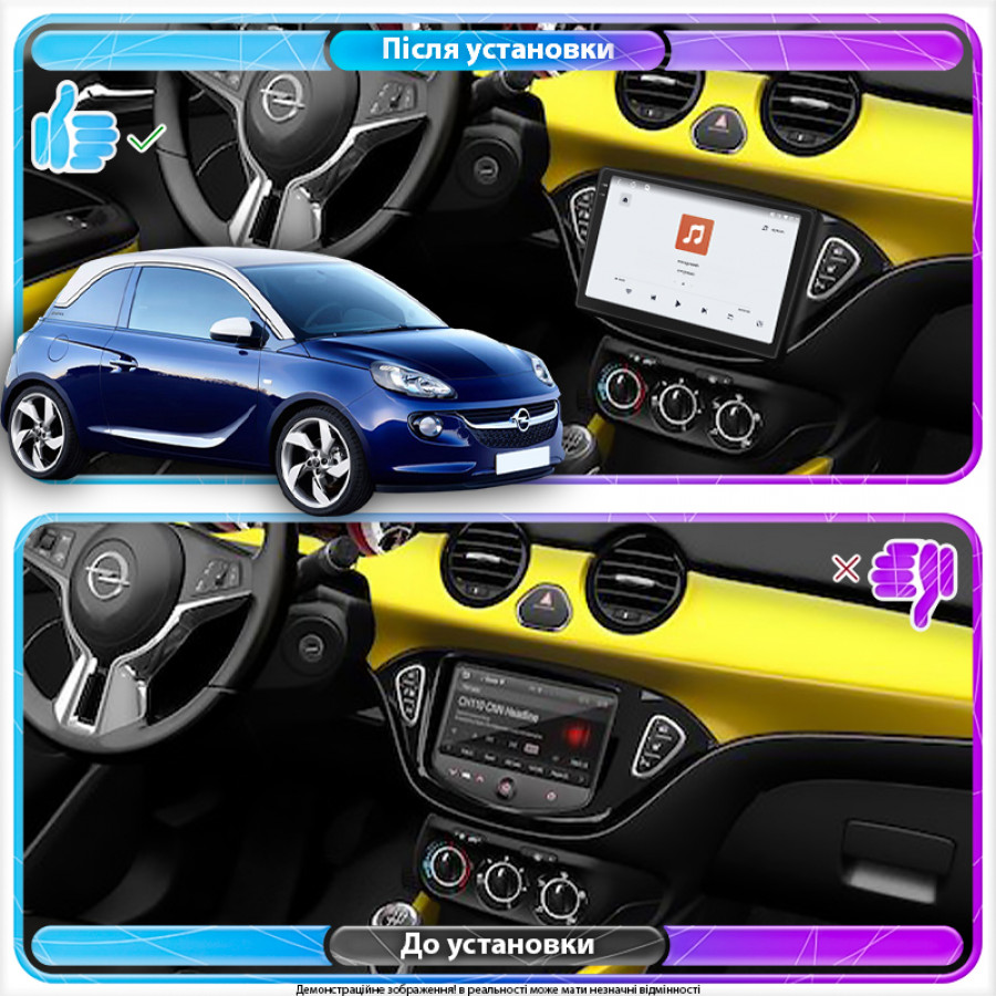 Штатная магнитола Lesko для Opel Adam I 2013-2019 экран 9" 4/64 QLED CarPlay 4G Wi-Fi GPS 360 Prime