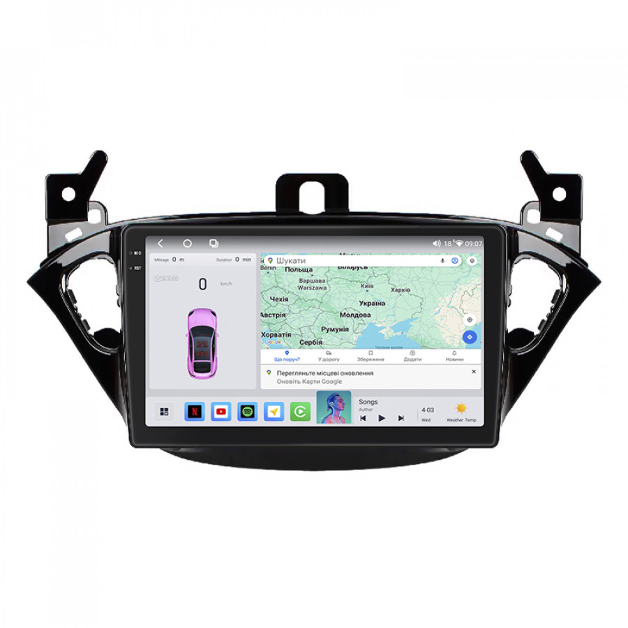 Штатная магнитола Lesko для Opel Corsa E 2014-2019 экран 9" 4/64 QLED CarPlay 4G Wi-Fi GPS 360 Prime
