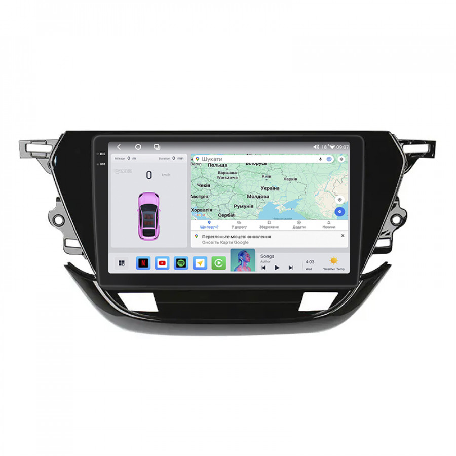 Штатная магнитола Lesko для Opel Corsa F 2019-н.в. экран 9" 4/64 QLED CarPlay 4G Wi-Fi GPS 360 Prime