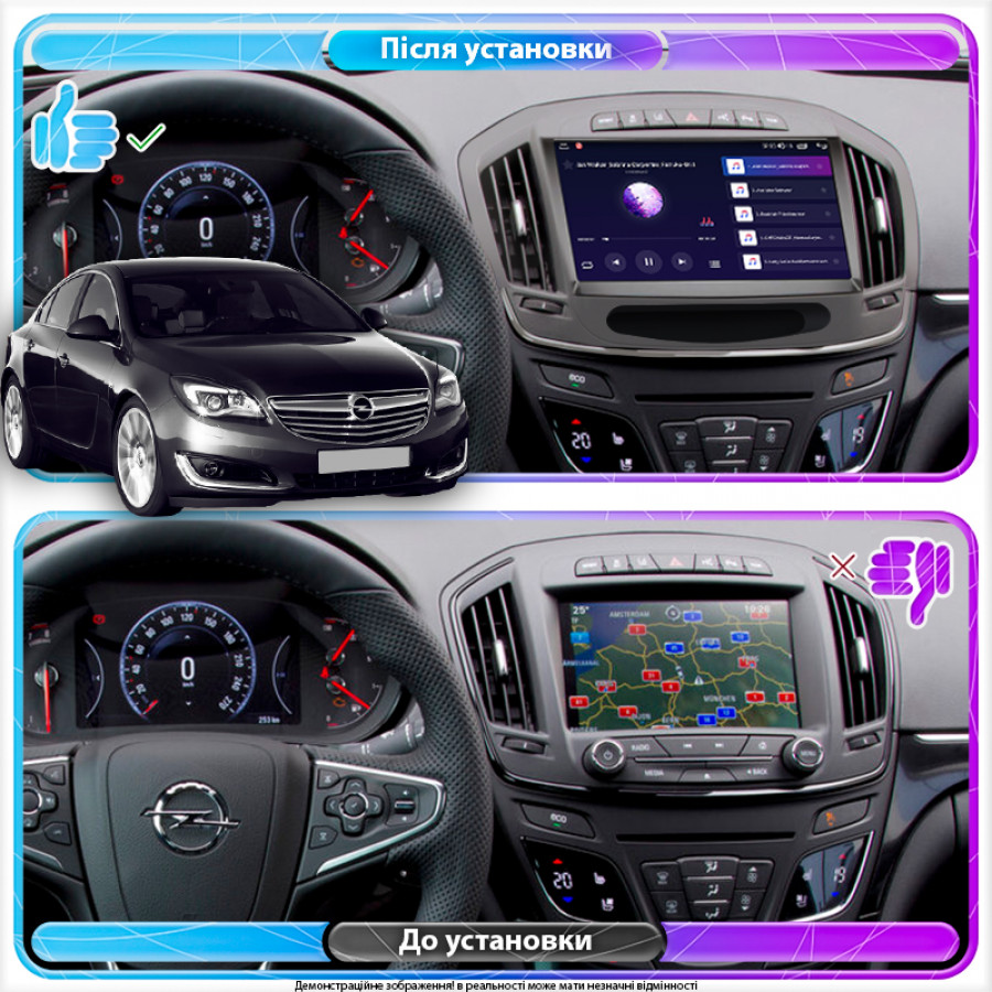 Штатная магнитола Lesko для Opel Insignia I Рестайлинг 2013-2017 экран 9" 2/32Gb CarPlay 4G Wi-Fi GPS Prime