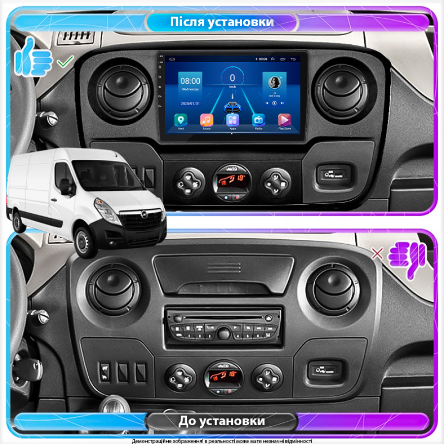 Штатная магнитола Lesko для Opel Movano B 2010-2019 экран 10" 2/32Gb 4G Wi-Fi GPS Top