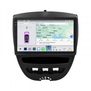 Штатная магнитола Lesko для Peugeot 107 I Рестайлинг 2 2012-2014 экран 10" 4/64 QLED CarPlay 4G Wi-Fi GPS 360 Prime