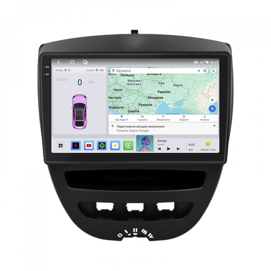 Штатная магнитола Lesko для Peugeot 107 I Рестайлинг 2 2012-2014 экран 10" 4/64 QLED CarPlay 4G Wi-Fi GPS 360 Prime