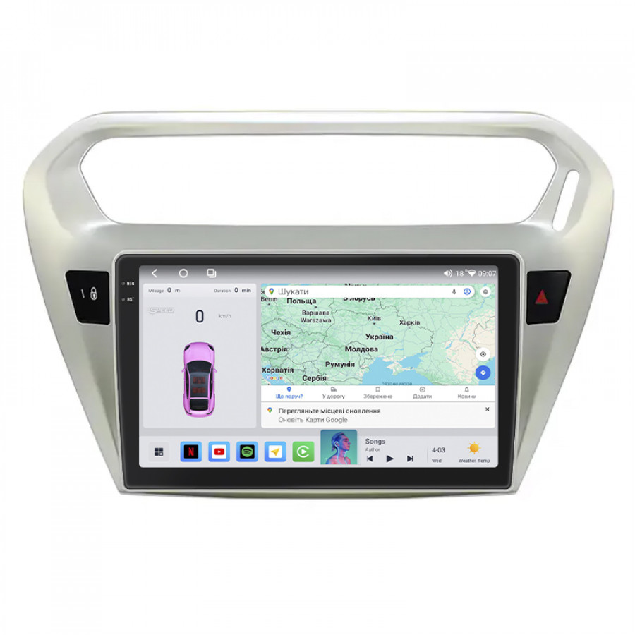Штатная магнитола Lesko для Peugeot 301 I 2012-2016 экран 9" 4/64 QLED CarPlay 4G Wi-Fi GPS 360 Prime