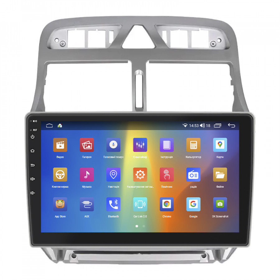 Штатная магнитола Lesko для Peugeot 307 I 2001-2005 экран 9" 4/64Gb CarPlay 4G Wi-Fi GPS Prime